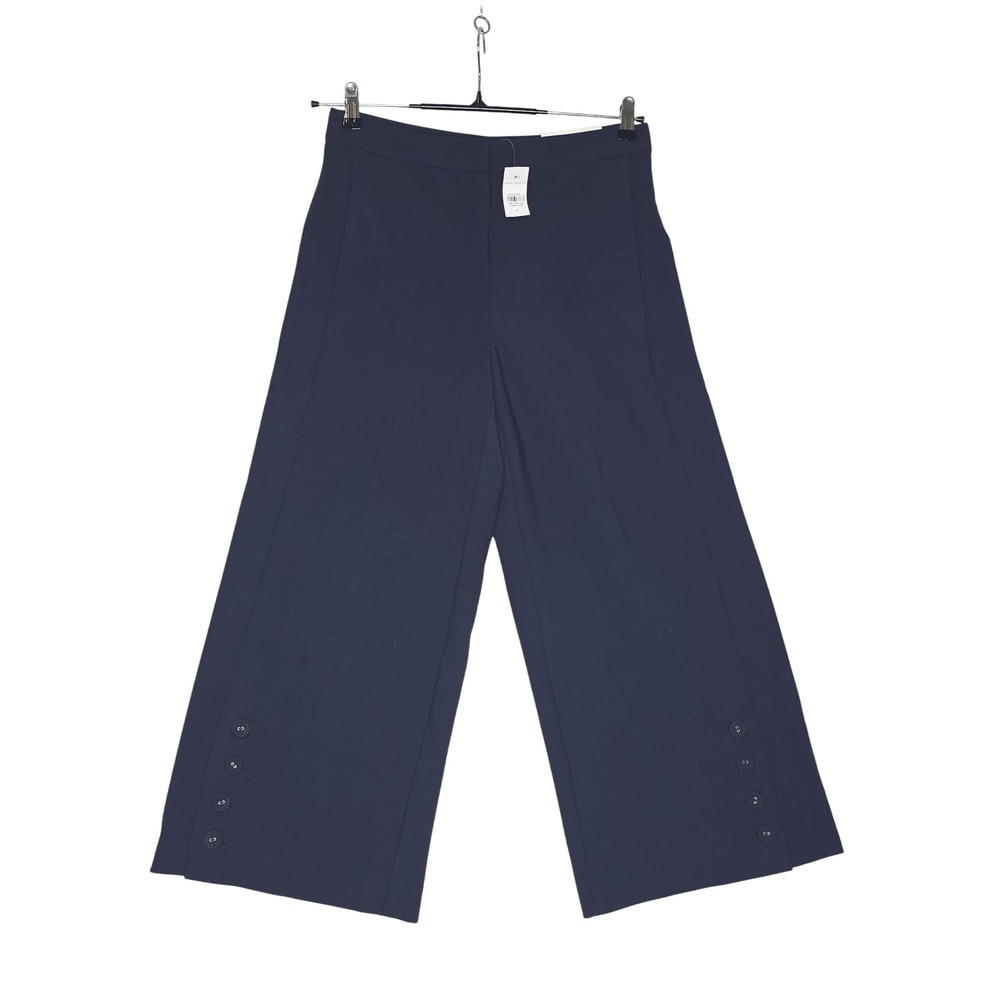 Ann Taylor Marina Navy Blue High Rise Wide Leg Cropped Button Hem Pants Sz 4 NEW